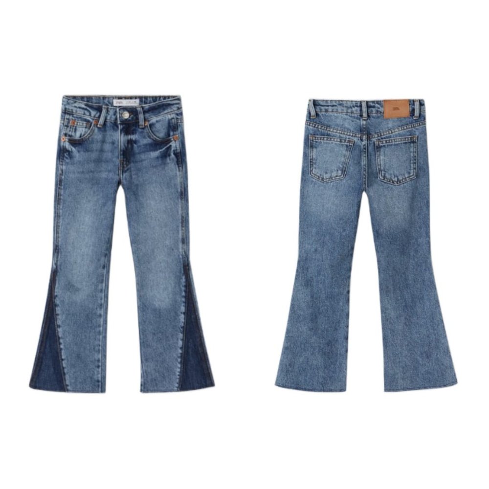 ZARA COLOUR BLOCK FLARED JEANS BLUE | 2295/703